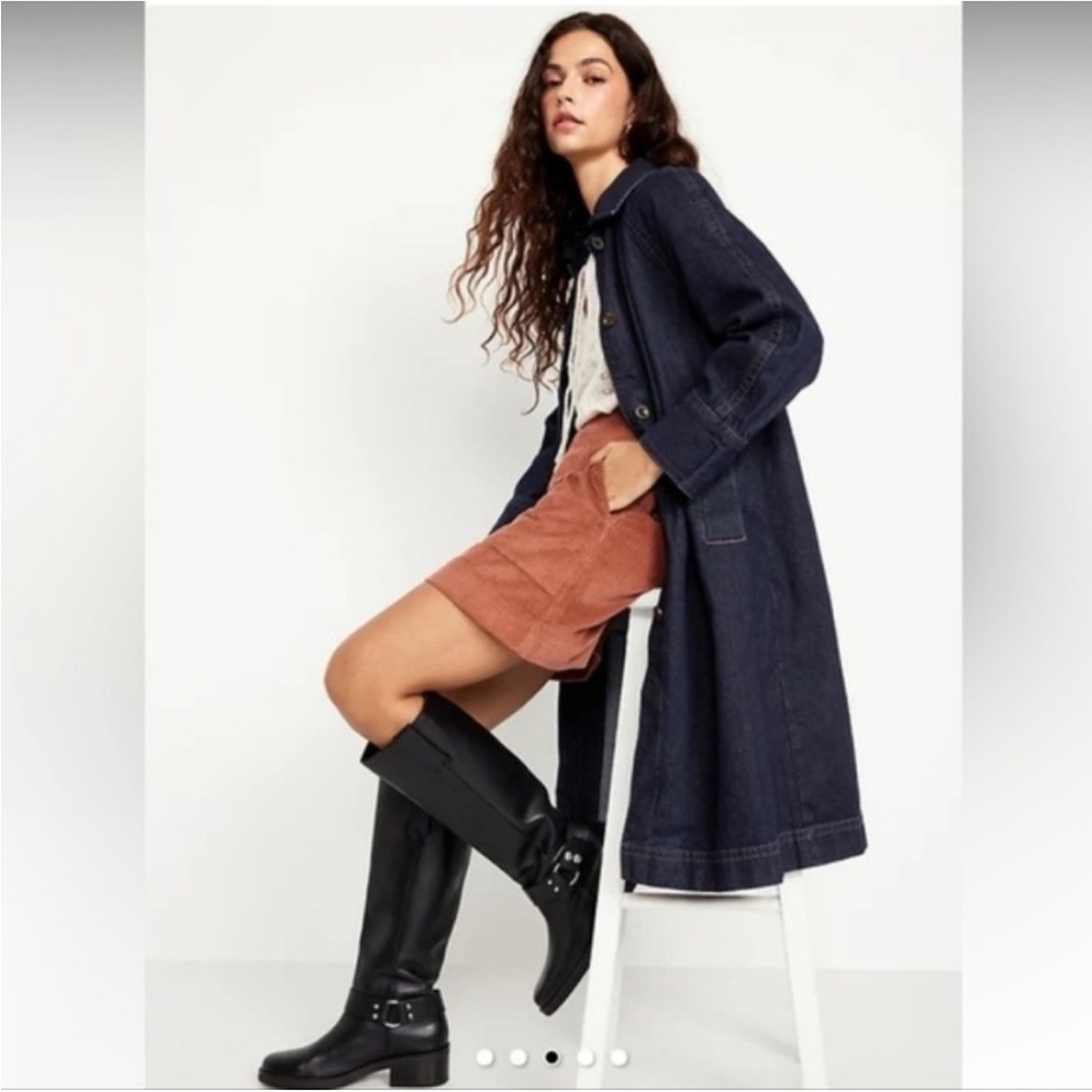 NWT Old Navy Long Denim Barn Coat - Picture 2 of 6